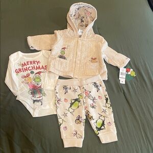 Grinch Baby Outfit Set with Hoodie